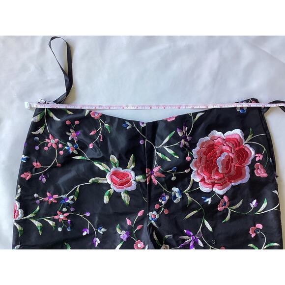 VTG Fiori Di Zucca Silk Embroidered Pants - Medium Italian Floral Y2K Castlecore - Picture 14 of 14